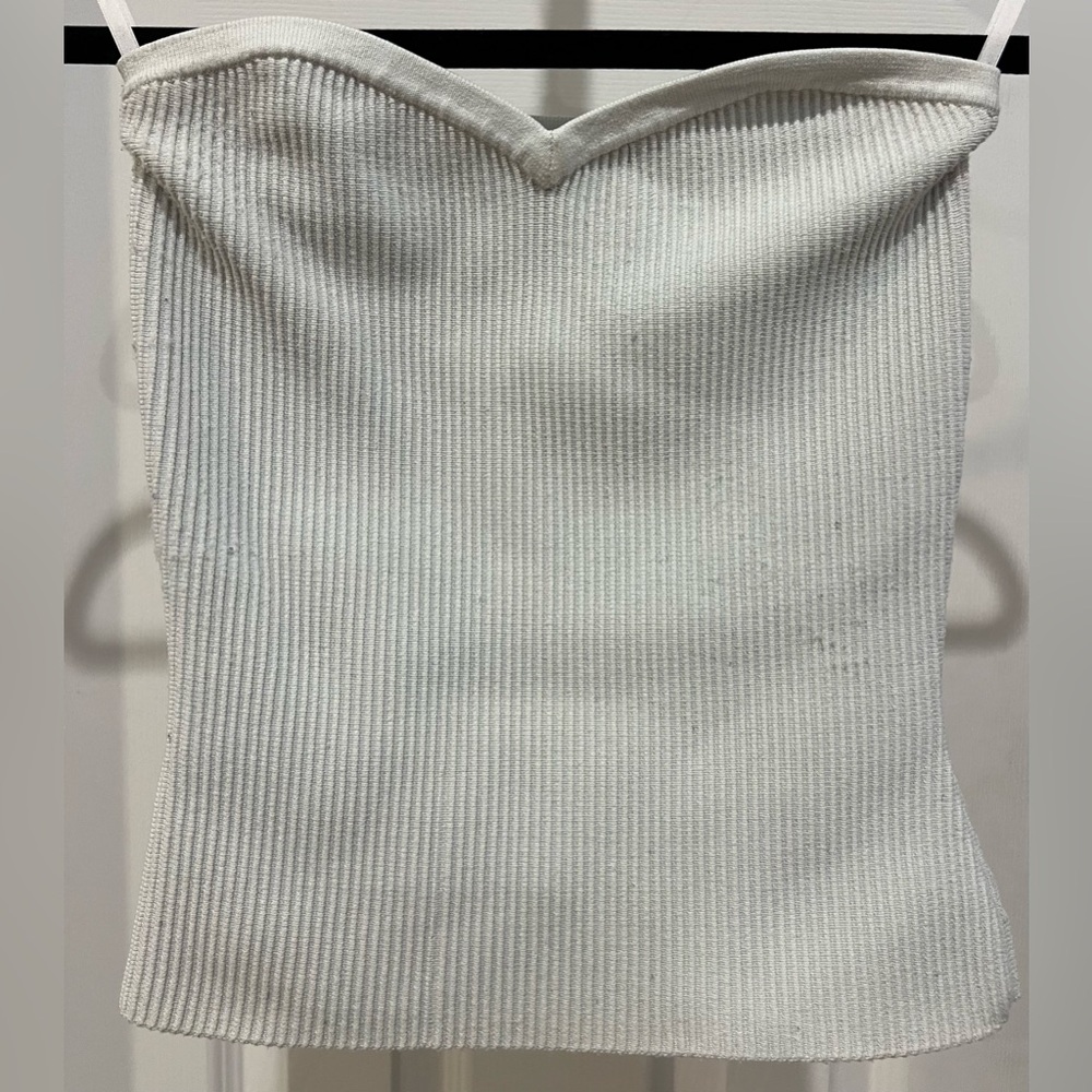 Babaton white Ribbed Sleeveless Tank Top